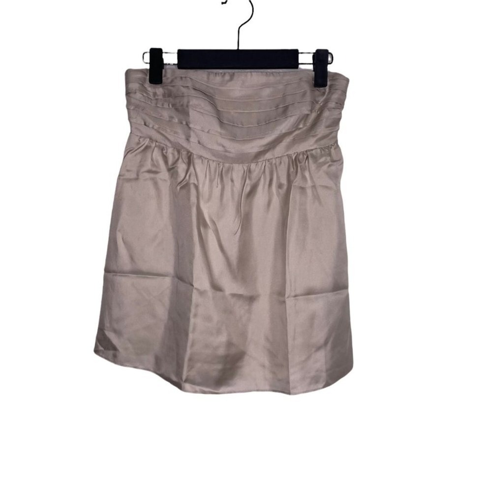 Banana Republic 100% Silk Mini Skirt Champagne Taupe Pleated Waist 00